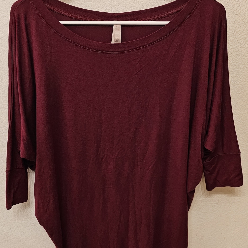 NATURAL LIFE Maroon Dolman Sleeve Long-Sleeve Tee